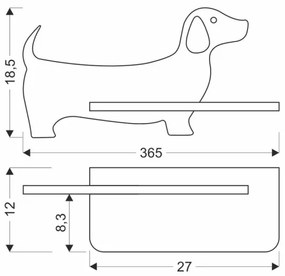 LED gyerekszoba falilámpa polccal DOG LED/5W/230V fekete/fa