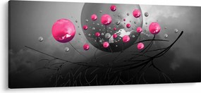 Rózsaszín absztrakt gömbök képe (120x50 cm)