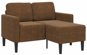 barna műbőr 2 üléses kanapé L-alakú kanapéval 125 cm