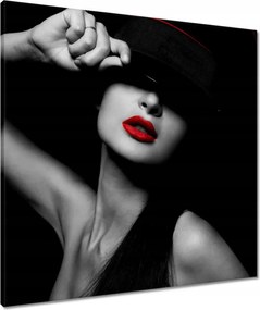 Vászonkép 70x70 Vörös ajkak Rúzs