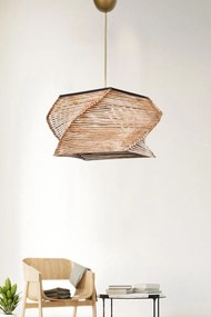 Mennyezeti lámpa, fa és bambusz utánzatú búrával, bézs - MIDI
