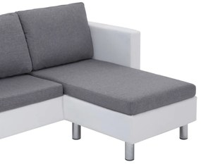 3 személyes fehér műbőr kanapé párnákkal