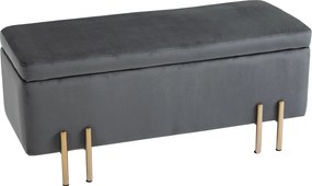 HOMCOM Bársonyos Külsővel Kárpitozott Tároló Pad Fém Lábakkal, Tároló Pad Nappali, Hálószoba, Előszoba 100 x 40 x 42 cm, Sötétszürke | Aosom