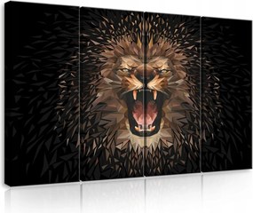 Vászonkép 120x80 Oroszlán bömbölés geometrikus erő modern állatok művészet