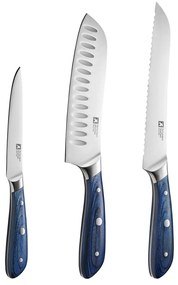 3 kés készlet, Richardson Sheffield, Scandi, rozsdamentes acél, kék
