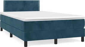 vidaXL sötétkék bársony rugós ágy matraccal 120x190 cm