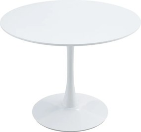 Étkezőasztal, kerek, fehér, matt, átmérő 110 cm, REVENTON NEW
