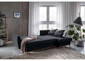 Scandic Lagom sötétszürke kinyitható sarokkanapé, jobb oldali - Miuform