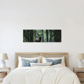 Kép - Szarvas egy mély erdőben (órával) (90x30 cm)