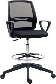 Vinsetto Ergonomikus Irodai Szék Karfákkal és Magasságállítható Lábgyűrűvel, Magasságban Állítható Forgószék Lélegző Hálós Kárpittal Fekete | Aosom