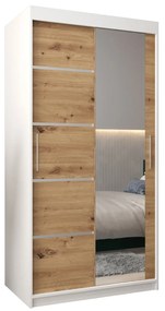 Ruhásszekrény 120 cm tükörrel Verika 2 120 (fehér + artisan tölgy). 1063769