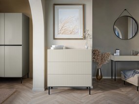 Nicole komód 100 cm fiókos, martellázott előlap - kasmír / fekete lábak