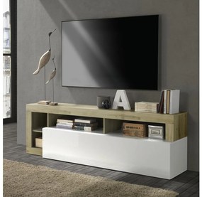 LENOR TV-állvány fehér/világos tölgy