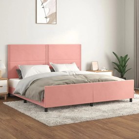 rózsaszín bársony ágykeret fejtámlával 200 x 200 cm