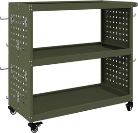 vidaXL Eszköz Kocsi Olajzöld 75 x 35 x 73 cm Hidegen hengerelt acél
