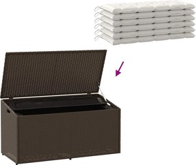 Barna Polyrattan Kerti Tárolóláda 110X50X58 Cm