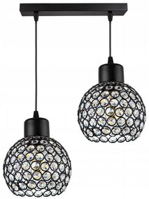 Crystal Ball állítható függőlámpa fekete 2x E27 + ajándék LED izzó