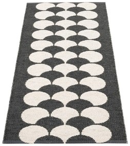Fekete-krémszínű kültéri-beltéri futószőnyeg 70x150 cm Poppy Black Vanilla – Pappelina