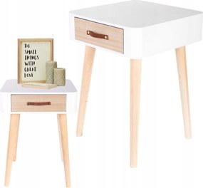 Éjjeliszekrény Eve bőr fogantyú fehér hálószoba fiókkal Loft