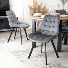 Étkezőgarnitúra 4 db. Szürke Rick székkel. Bővíthető asztal HARRY 102-142 cm