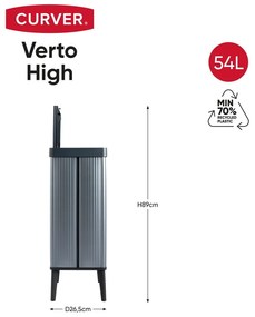 Kék újrahasznosított műanyag érintésre nyíló szemetes 54 l Verto High – Curver