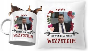 Fekete díszpárna bögre szett Ajándék fényképes nyomtatással