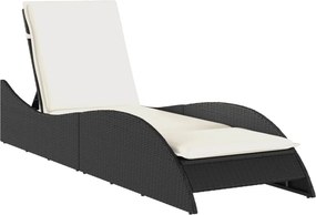 vidaXL fekete polyrattan napozóágy párnával 60x205x73 cm