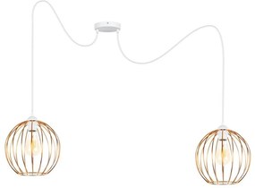 Csillár zsinóron MATT 2xE27/60W/230V pók fehér/réz