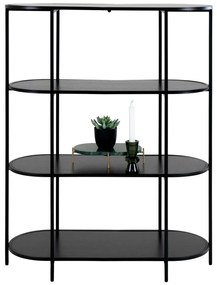 Vita Ovális polc, 4 polcos, fekete, fekete keret 85x36x111 cm