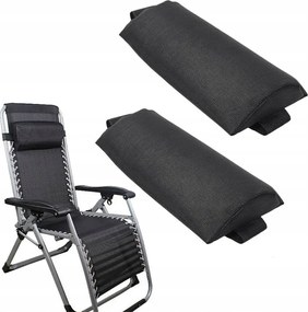 Összecsukható Légáteresztő Kültéri Napozóágy Párna 2 db Fekete Pp Pamut