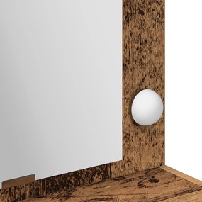 Öltözőasztal LED lámpákkal - Vintage fa - 100x41x135 cm