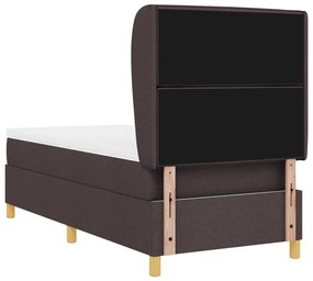 Boxspring Ágy Matrac nélkül Sötétbarna, 90x200 cm, Szövet