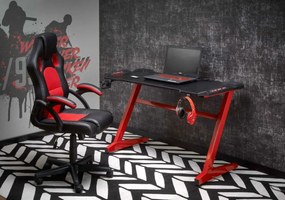 B49 íróasztal fekete/piros