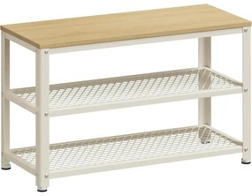 2 polcos Cipőtartós pad, 30 x 73 x 45 cm tölgy bézs és klasszikus fehér