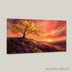 Aranyló Alkonyat vászonkép – kézzel készült 40x23 cm