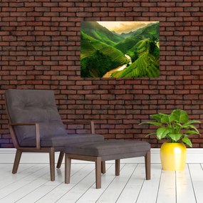 Üveg kép - Mu Cang Chai rizsteraszok (70x50 cm)