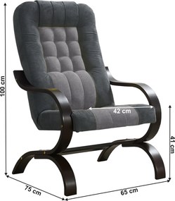 Fotel, világosszürke/sötétszürke/dió, GURU