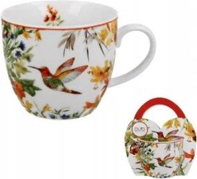 Linnea 460ML-ES Porcelán Bögre Ajándéknak, Kávéhoz, "kosár" Mintával