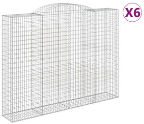 6 db íves horganyzott vas gabion kosár 300x50x220/240 cm