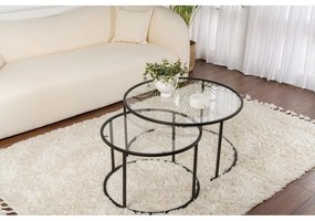 Dohányzóasztal Fekete-Transparent-80-60