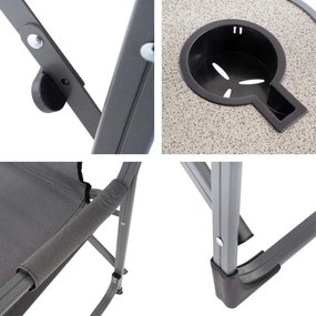 DIVERO Kempingszék szett 4 db 300D szürke + asztal