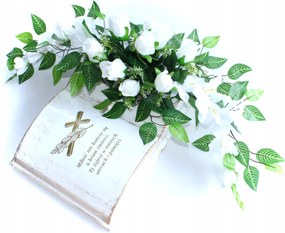 Könyv a sírra nád Rózsák Fehér kardvirágok Fehér Könyv arany betűk