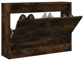füstös tölgy színű szerelt fa cipőszekrény 80 x 21 x 57 cm