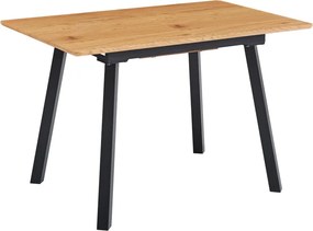 Kihúzható étkezőasztal, 120-160x80 cm, tölgy/fekete, DIRAN