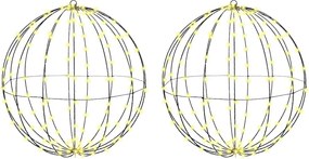 vidaXL Labda 384 LED-del 2 pcs Meleg fehér 59,5 x 59,5 x 63 cm Fém