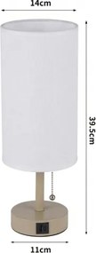 Brilagi - TABLON asztali lámpa USB-porttal, 1xE27/25W/230V, bézs/fehér