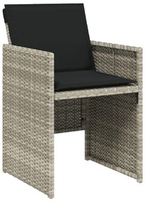 9 Részes Kert Étkezősor Párnákkal Világosszürke Poly Rattan