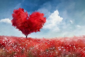 Fotótapéta Flizelina Tavasz Nyár Fa Rét Virágok Szív 368x254 ragasztó