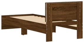 barna tölgy színű ágykeret fejtámlával és LED-ekkel 75 x 190 cm