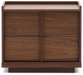 Sötétbarna éjjeliszekrény diófa dekorral Onix – Kave Home